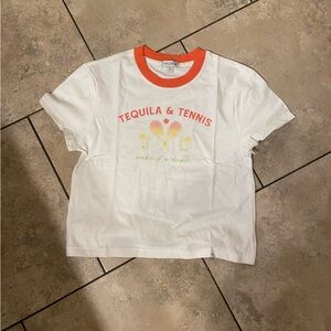 Petite xs tennis and tequila white t shirt